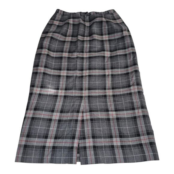 Pendleton Plaid Gray Red and Black Virgin Wool Midi Skirt Size Medium - Picture 3 of 11